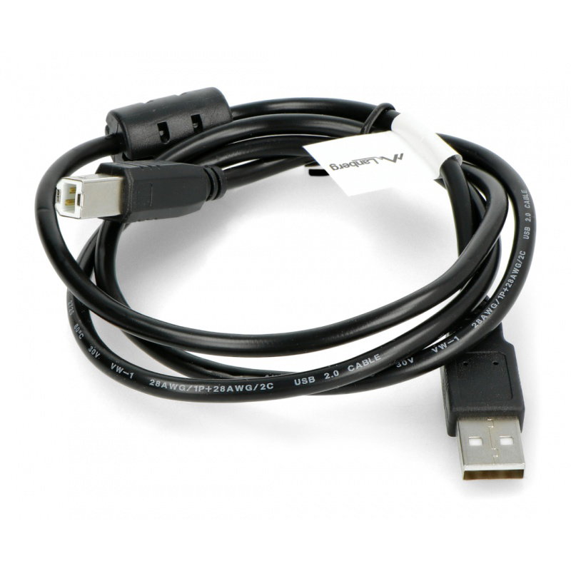 USB A - B 2.0 Lanberg Kabel - mit Ferritfilter - schwarz 1m