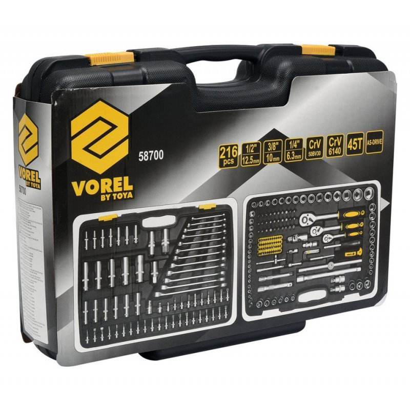 XXL Vorel 58700 Werkzeugsatz - 1/4'', 3/8'', 1/2'' - 216-tlg