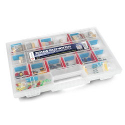 Set aus passiven elektronischen Komponenten + Organizer