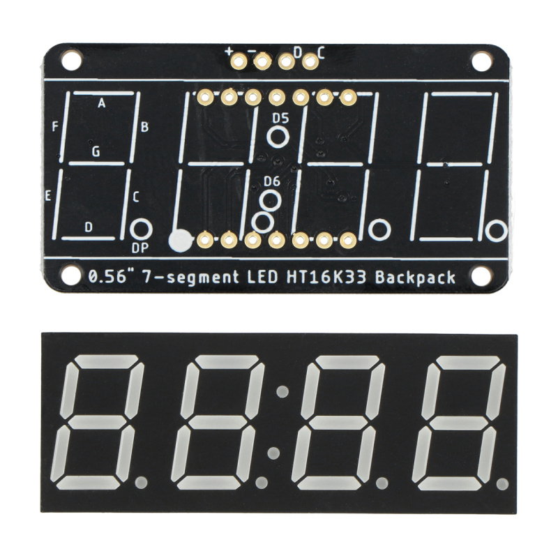Adafruit 0,56 "4-stellige 7-Segment-Anzeige mit I2C-Rucksack -