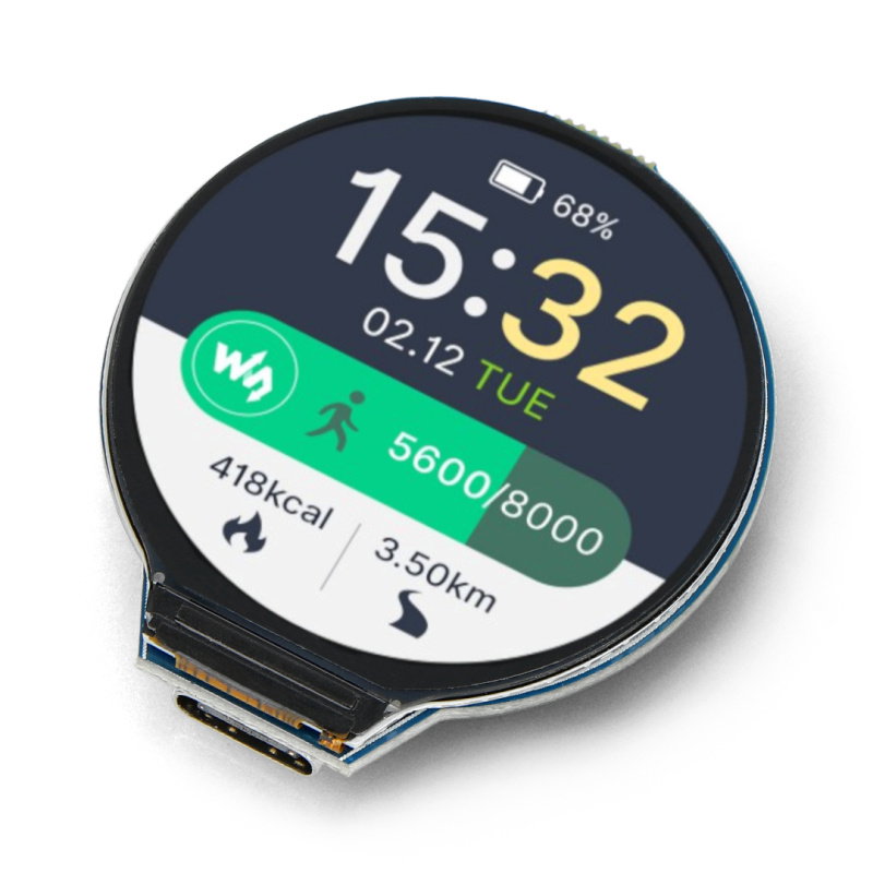 RP2040 MCU Board, With 1.28inch Round LCD, accelerometer and
