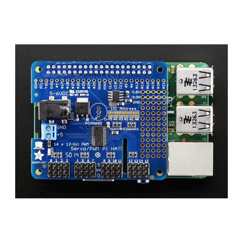 Adafruit Mini Kit 16-Kanal-PWM-Treiber – Servo Hat für Raspberry Pi