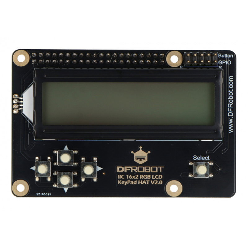 LCD-Display 16x2 RGB I2C KeyPad - Overlay für Raspberry Pi 3B + / 4B - DFRobot DFR0514