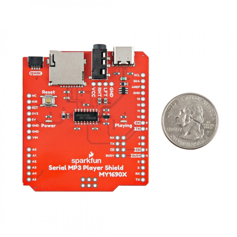 SparkFun Serial MP3 Player Shield - MY1690X-16S (Qwiic)