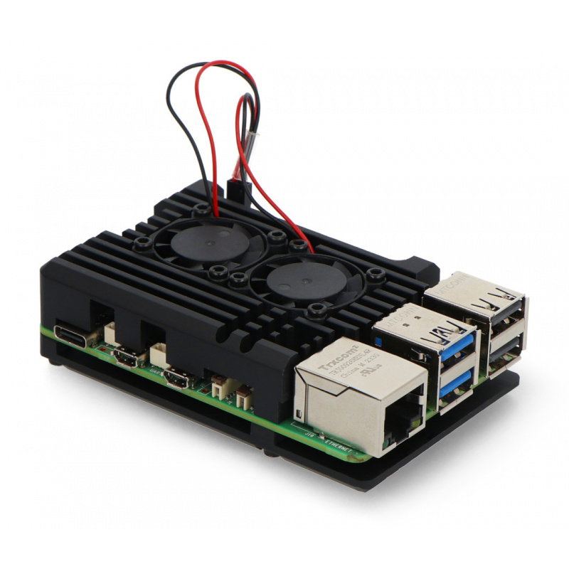 JustPi Gehäuse für Raspberry Pi 5 mit zwei Lüftern - Aluminium