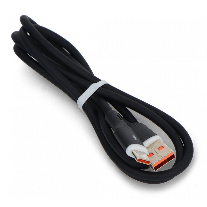 Kabel USB Akyga AK-USB-62, czarny silikonowy, USB-A/USB-C - 1m