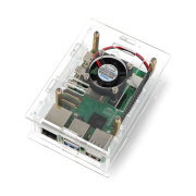 Gehäuse für Raspberry Pi 5 - offen mit Lüfter - transparent