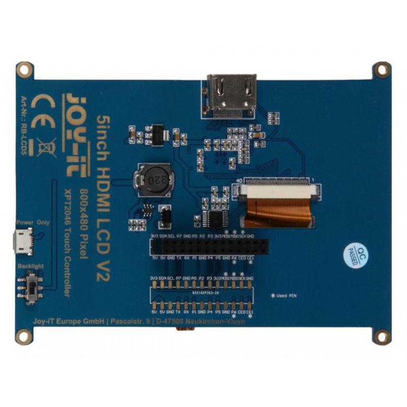 Touchscreen 800x480px für Raspberry Pi - Joy-IT RB-LCD-5 5''