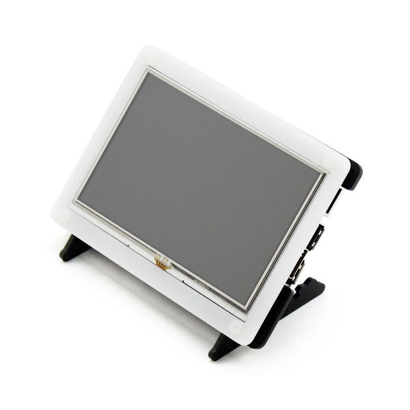 Resistiver Touchscreen LCD TFT 5 '' 800x480px HDMI + GPIO für Raspberry Pi 2 / B + + Schwarz-Weiß-Gehäuse