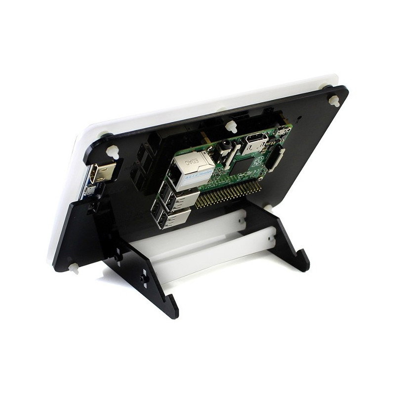 Kapazitiver 7-Zoll-TFT-LCD-Touchscreen, 1024 x 600 Pixel HDMI + USB für Raspberry Pi 2 / B + + Schwarz-Weiß-Gehäuse