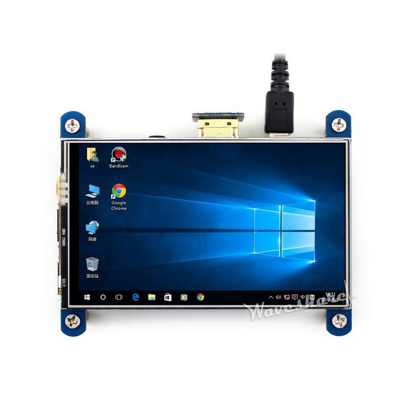Resistiver Touchscreen LCD 4 '' 800x480px IPS HDMI + GPIO für Raspberry Pi 3/2 / B +