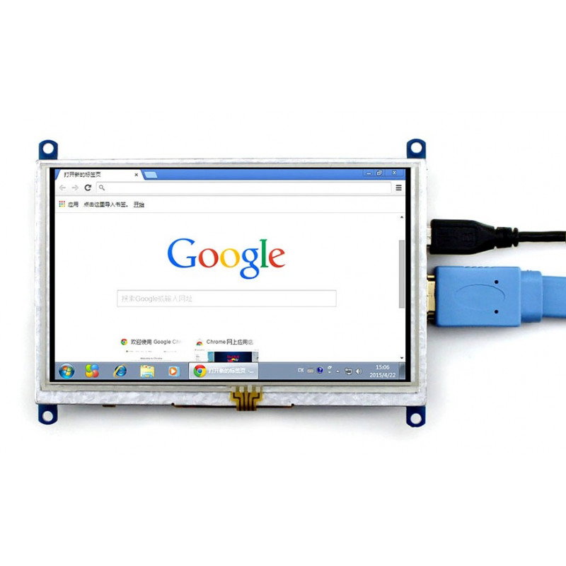 Resistiver Touchscreen LCD TFT 5 '' 800x480px HDMI + USB Rev. 2.1 für RaspberryPi 3/2/B+
