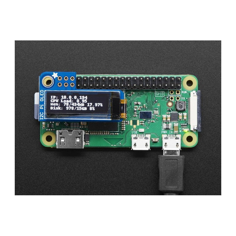 Adafruit PiOLED - OLED-Grafikdisplay 0,9 '' 128x32px I2C für Raspberry Pi