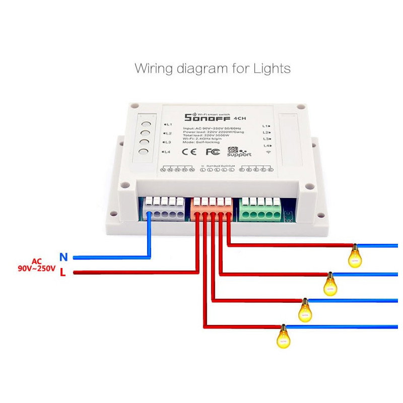 Sonoff 4CH Rev2 WiFi - 4-Kanal-Schalter