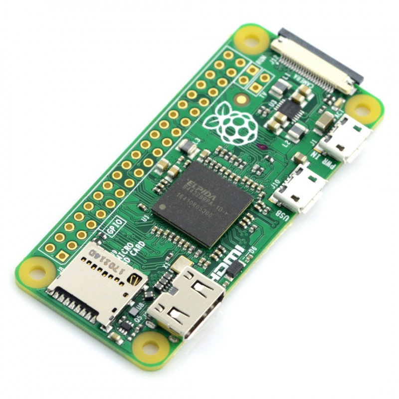 Raspberry Pi Zero – ein beliebter Mini-Computer mit einem Broadcom BCM2835 1-GHz-Prozessor und 512 MB RAM-Speicher. Das
