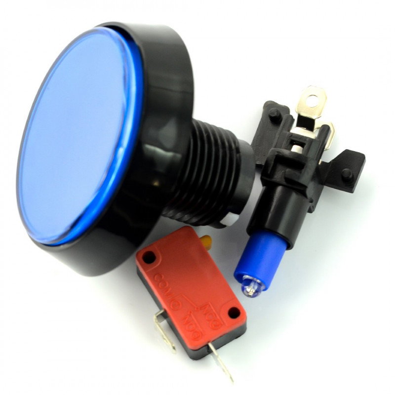 Arcade Push Button 60mm schwarzes Gehäuse - blau mit Hintergrundbeleuchtung
