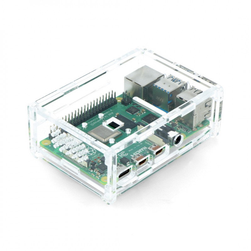 Raspberry Pi Model 4B Gehäuse mit Kamerahalterung - transparent
