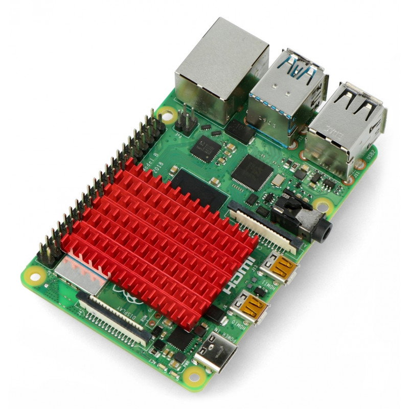 Kühlkörper 40x30x5mm für Raspberry Pi 4 mit Wärmeleitband - rot