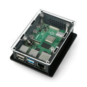 Gehäuse für Raspberry Pi 4B Box V2 für DIN-Schiene - schwarz und transparent