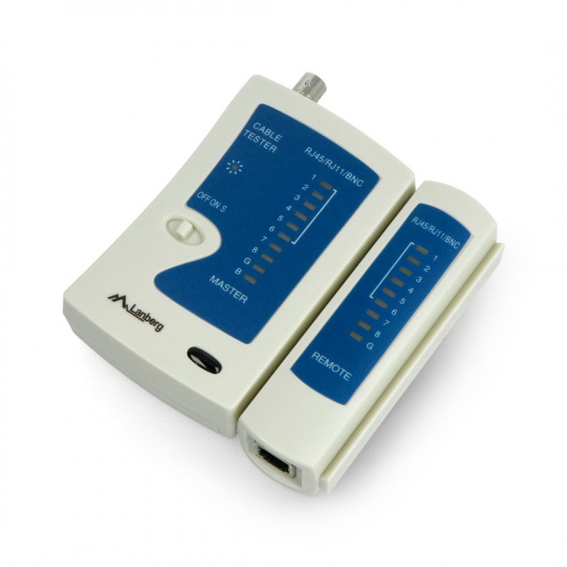 Kabeltester RJ45 / RJ12 / RJ11 / Koaxial - Lanberg NT-0401