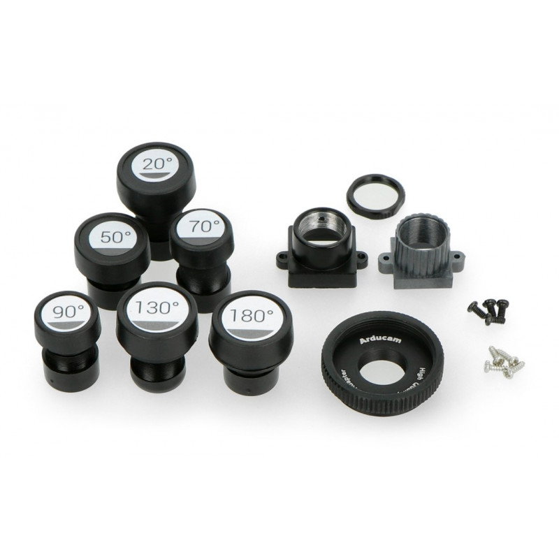 Set aus M12 20° - 180° Objektiven für Raspberry Kamera + CS und C-CS Adapter - 5 Stk.