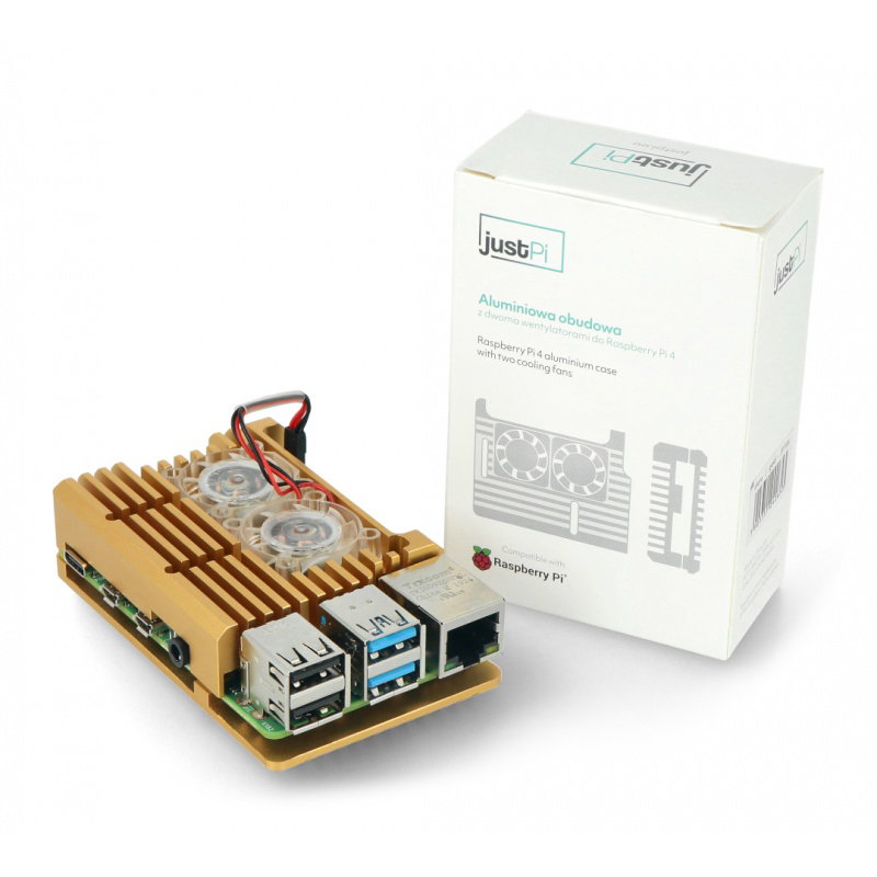 JustPi-Gehäuse für Raspberry Pi 4B - Aluminium mit zwei Lüftern