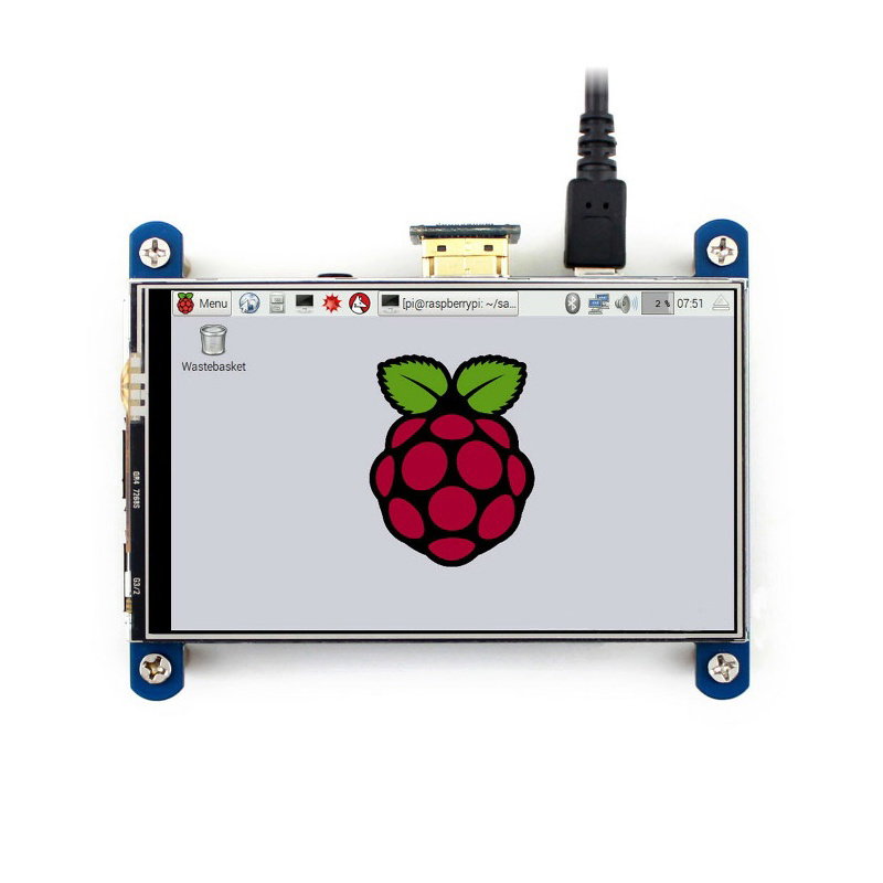 Resistiver IPS-Touchscreen LCD 4 '' 800x480px HDMI + GPIO für