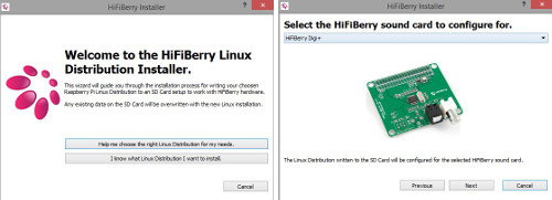 Das Konfigurationsprogramm von HiFiBerry ist sehr einfach und intuitiv