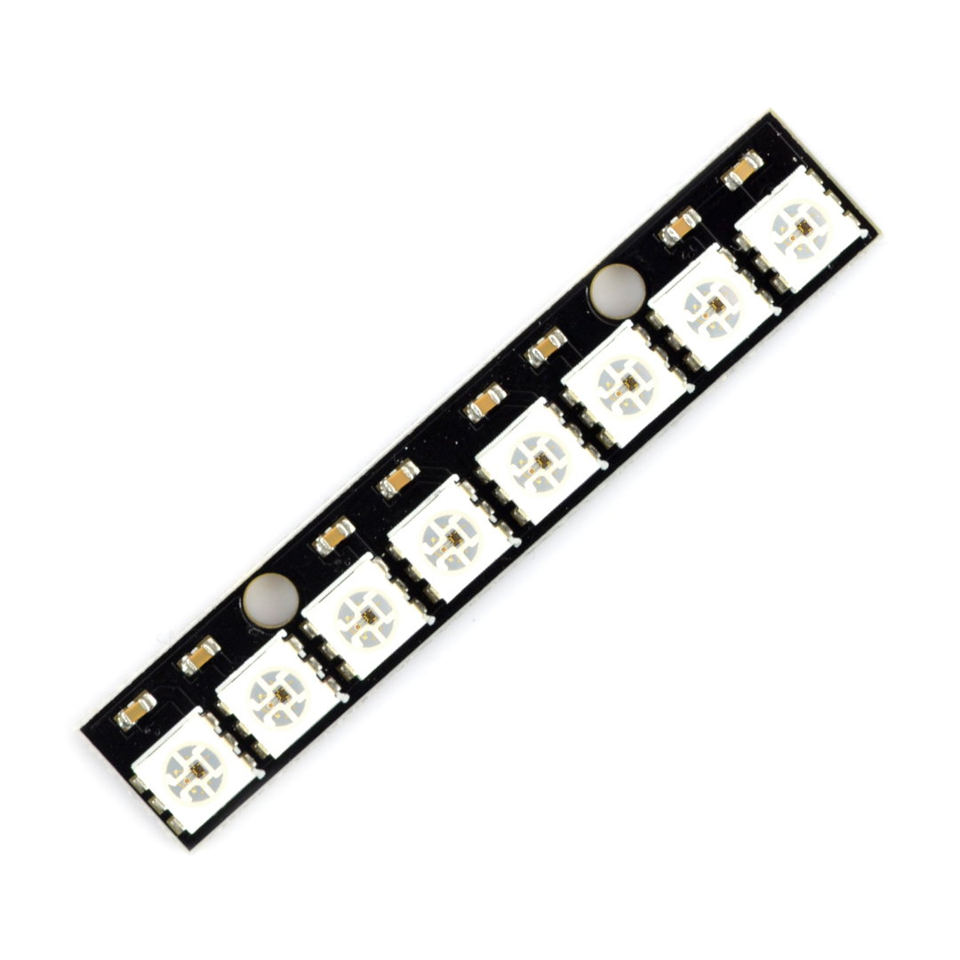 WS2812 x 8 RGB-LED-Streifen - bestehend aus 8 einzeln adressierbaren LEDs mit integriertem Treiber. Ein einziger Arduino-Pin