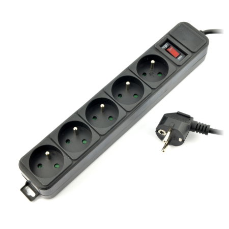 Steckdosenleiste mit Sicherheit Akyga AK-SP-05A schwarz - 5 Steckdosen - 1,8m