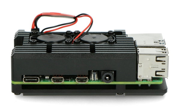 Zusammengebautes Gehäuse. Raspberry Pi separat erhältlich
