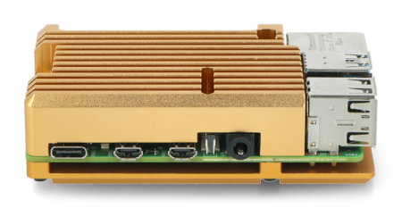 Zusammengebautes Aluminiumgehäuse. Der Raspberry Pi muss separat erworben werden.