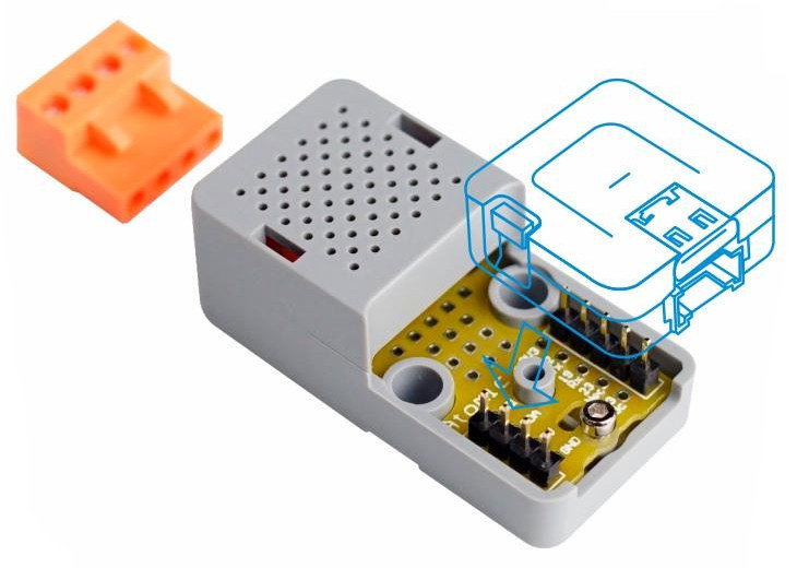 Verbinden der Elemente des Sets mit dem M5Atom Lite-Modul.