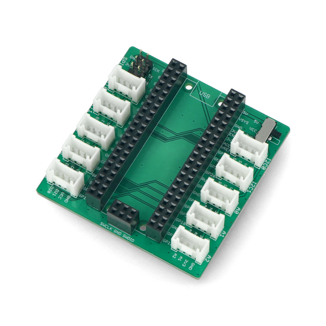 Grove Shield für Raspberry Pi Pico Grove Shield für Raspberry Pi Pico. Wandelt GPIO-Anschlüsse in Anschlüsse vom Typ Grove