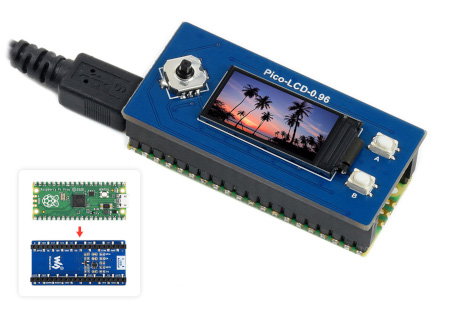Die Anzeige kann mit C/C++ oder MicroPython programmiert werden. Verkaufsgegenstand ist nur das Display - der Raspberry Pi