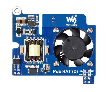 Power over Ethernet HAT (D) - PoE-Stromversorgung und 802.3af-Netzwerk - für Raspberry Pi 3B+/4B im offiziellen Gehäuse.