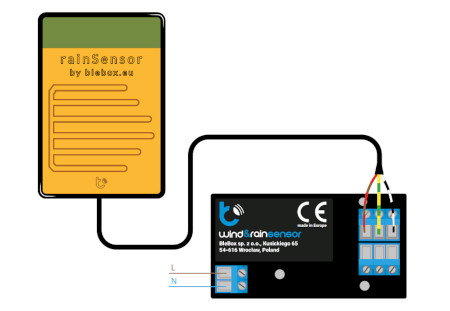 Anschlussbeispiel an den Wind-Regen-Sensor