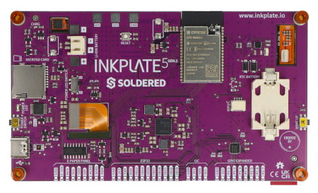 Inkplate 5 Gen2 - wyświetlacz e-paper 5,2'' 1280 x 720 px - ESP32 - zgodny z Arduino - Soldered 333333