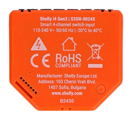 Shelly i4 Gen3 - 4-kanałowy kontroler scen WiFi