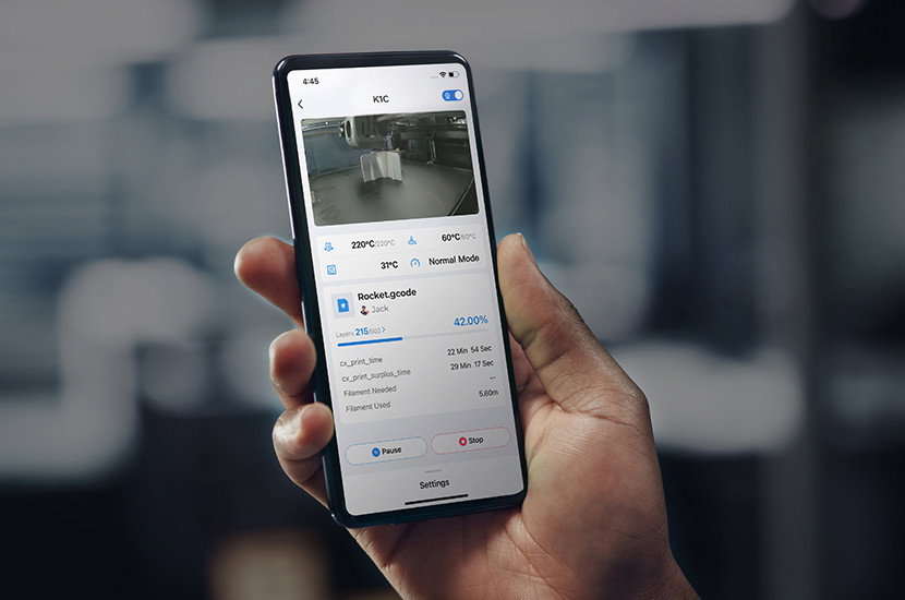 Mit der KI-Kamera können Sie den Druckvorgang auf Ihrem Smartphone überwachen