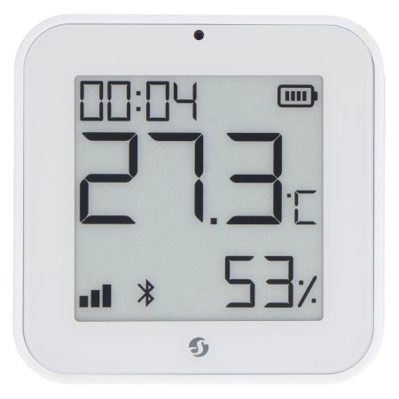 Der Sensor verfügt über ein energiesparendes E-Paper-Display mit der Option zur Farbumkehr (weißer und schwarzer